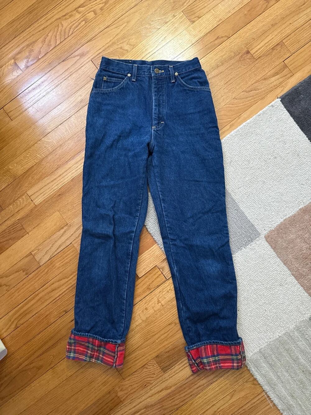 Vintage LL Bean fleece lined high rise straight leg jeans - fits like 24”/25”